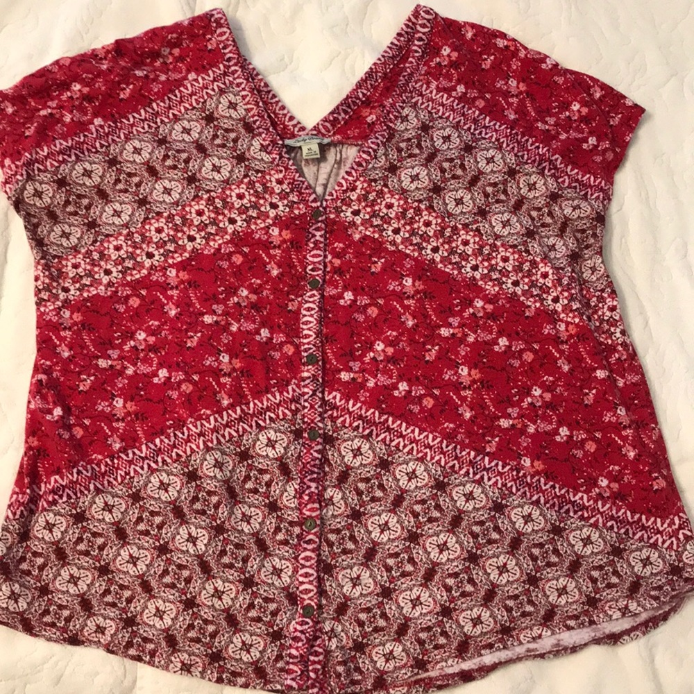 Lucky Brand red and white button down shirt